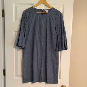 J. Crew Navy and White Striped Midi Dress